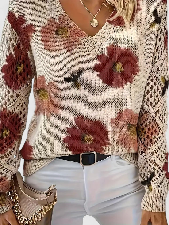 La Vie d'Amsterdam | Aurélie | Elegante trui met bloemendessin