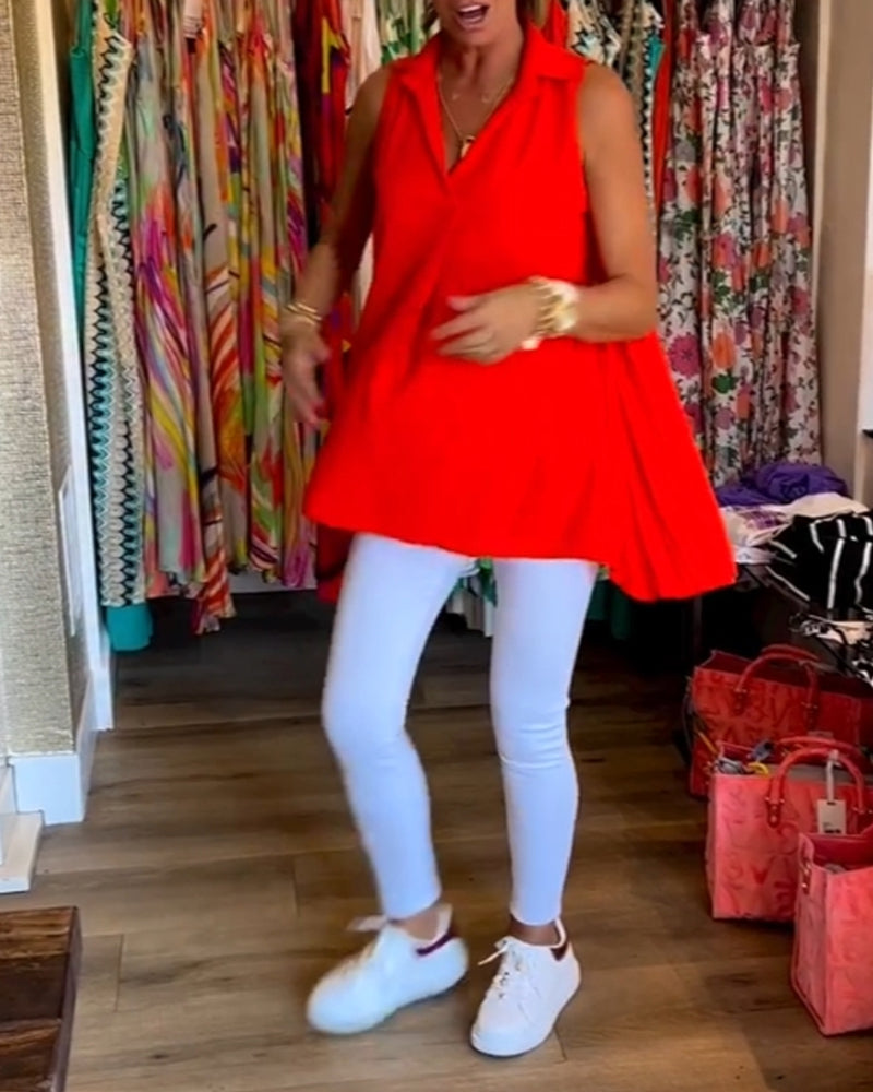 La Vie d'Amsterdam | Mouwloze top met ruches en revers