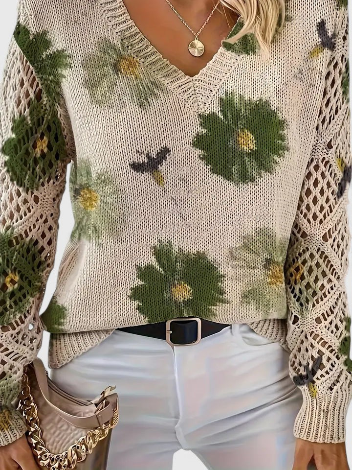 La Vie d'Amsterdam | Aurélie | Elegante trui met bloemendessin