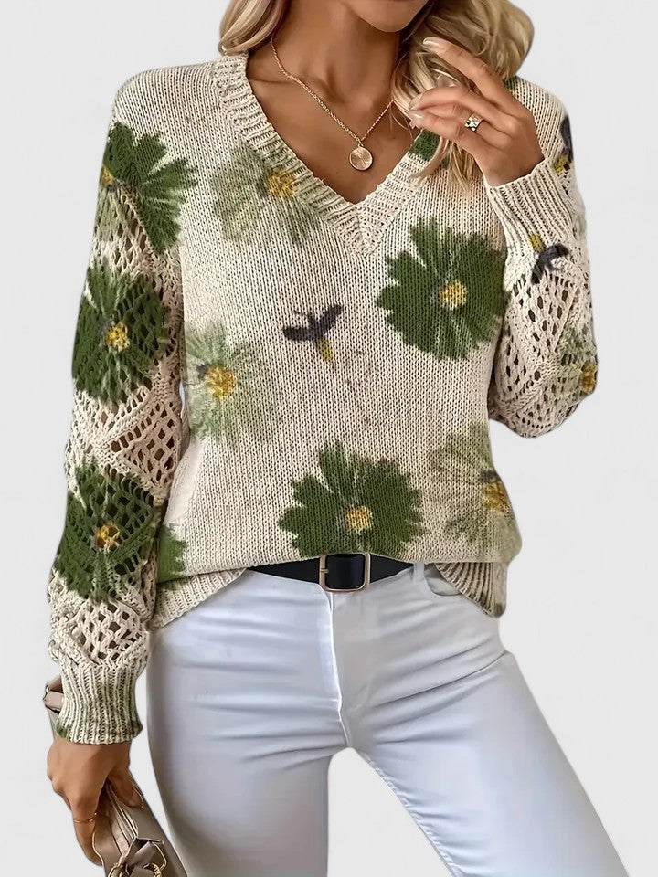 La Vie d'Amsterdam | Aurélie | Elegante trui met bloemendessin