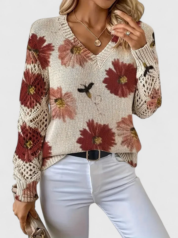 La Vie d'Amsterdam | Aurélie | Elegante trui met bloemendessin