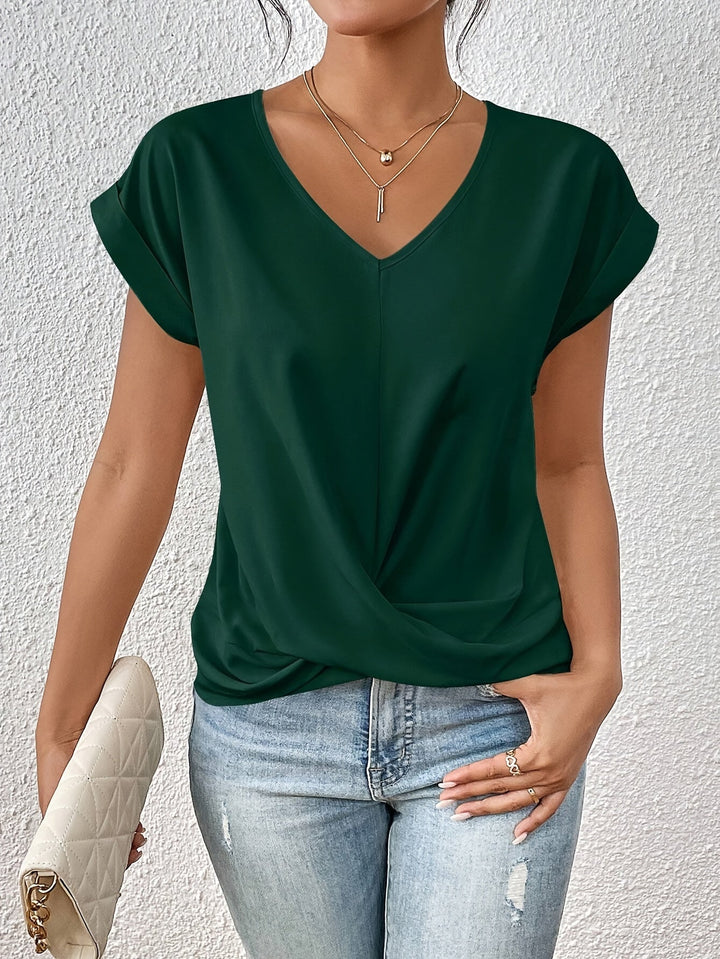 La Vie d'Amsterdam |  Casual T-shirt met sweetheart halslijn
