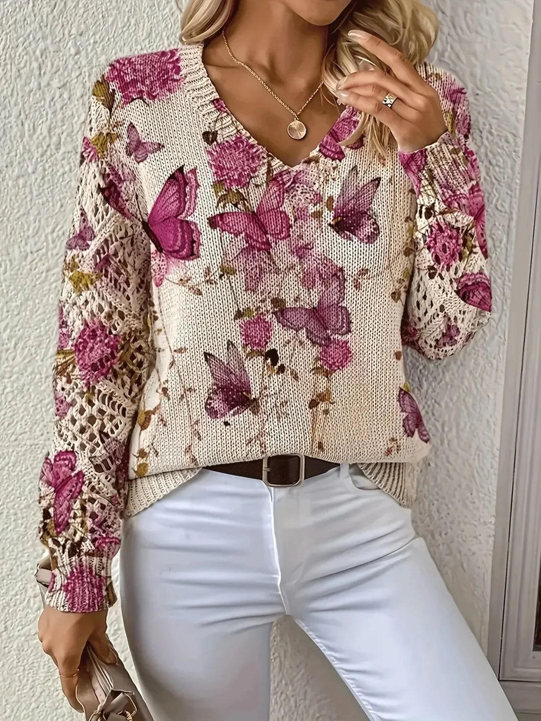 La Vie d'Amsterdam | Amelie | Elegante trui met bloemendessin