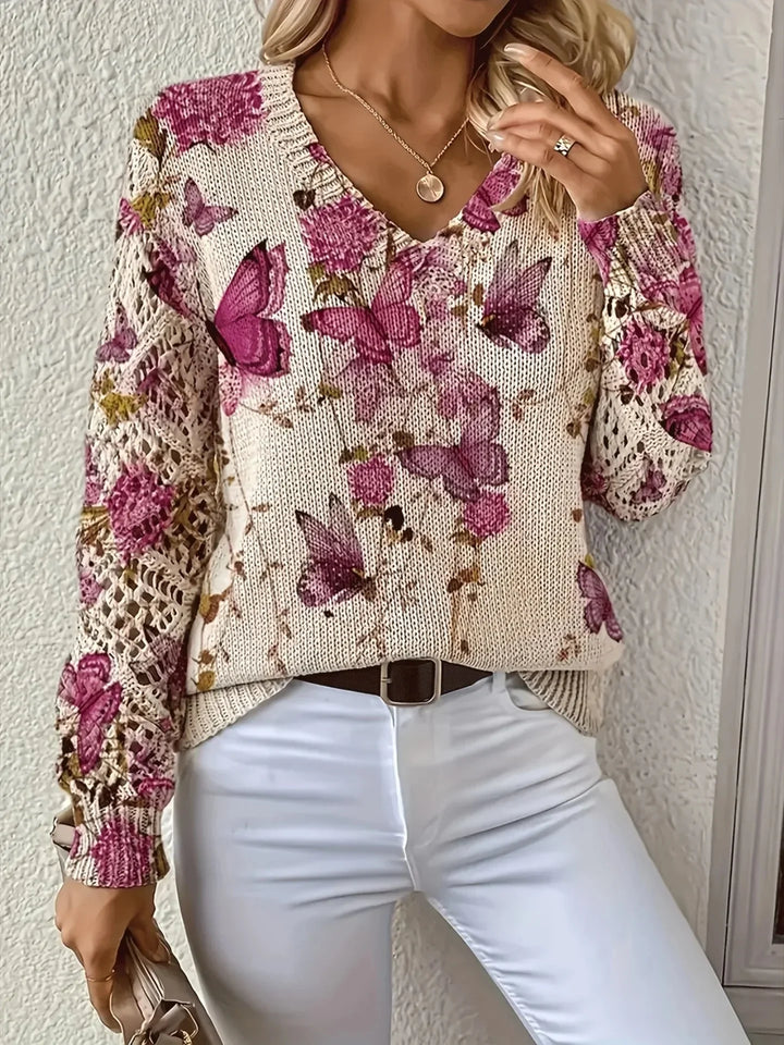 La Vie d'Amsterdam | Amelie | Elegante trui met bloemendessin