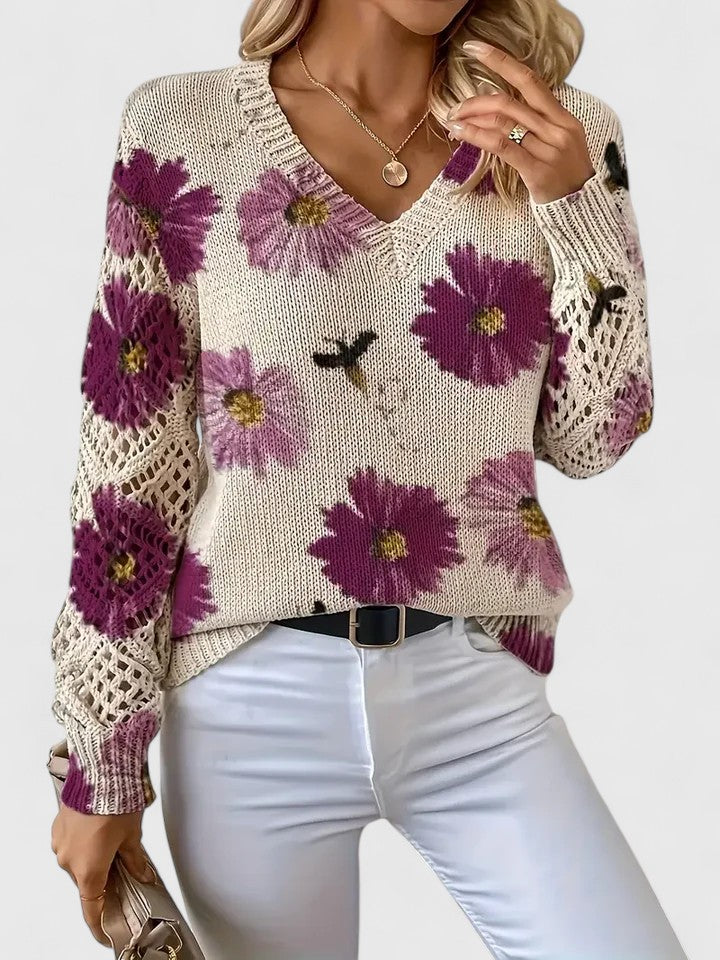 La Vie d'Amsterdam | Aurélie | Elegante trui met bloemendessin